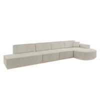 ECKSOFA Ottomane Rechts ARRIO-L3 - 413x171x83 cm Creme - Hellgrau/Creme, Holzwerkstoff/Textil (413/171cm) - ALTDECOR
