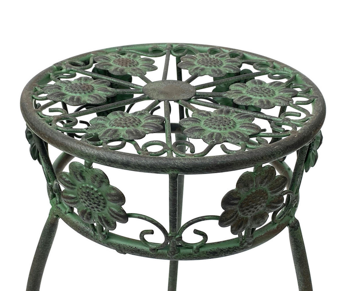 BLUMENHOCKER rund Metall Grün antik 26/26/50 cm - Grün, Metall (26/50/26cm) - DanDiBo