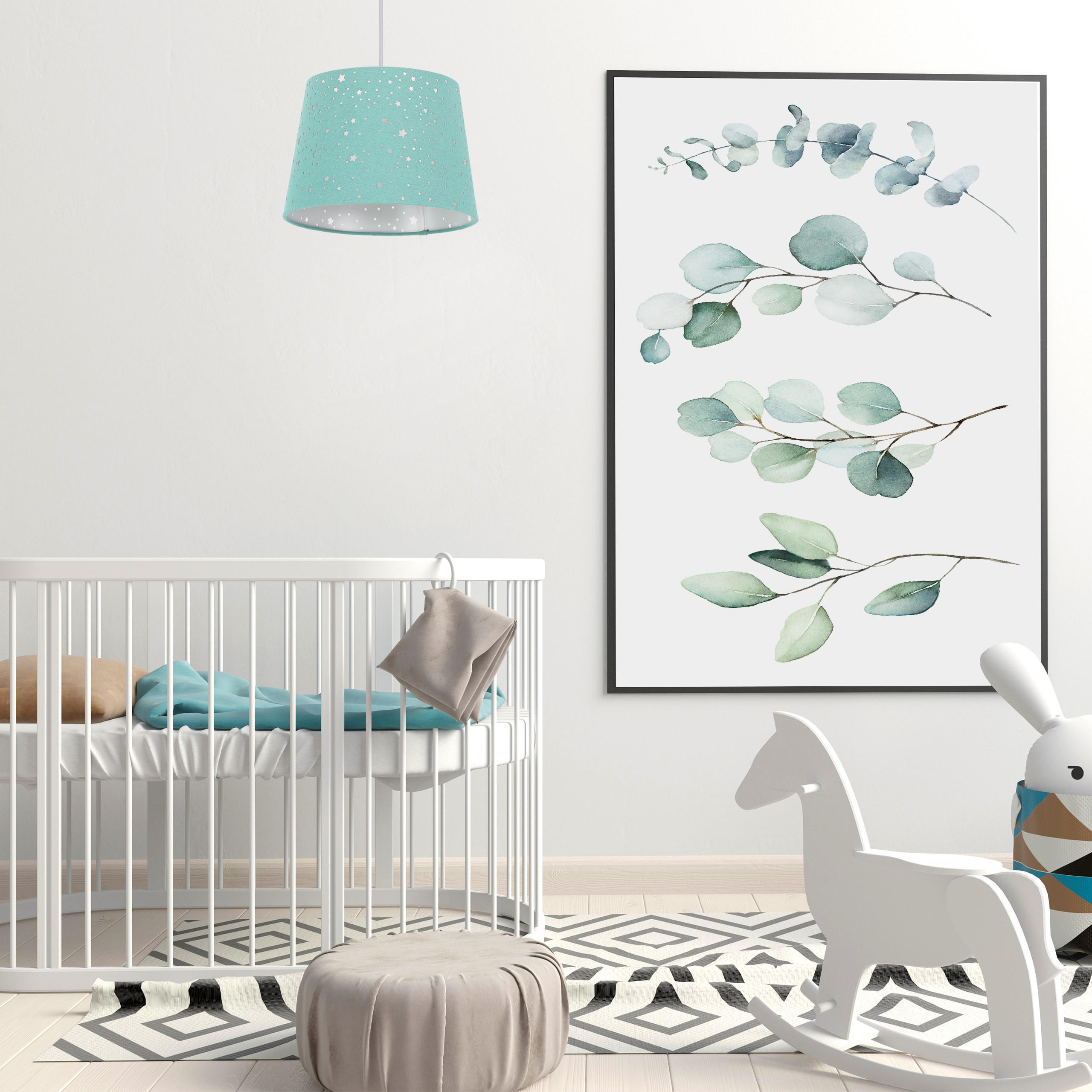 KINDERZIMMERLAMPE - Türkis, Kunststoff/Textil (27/27/122cm) - Relaxdays