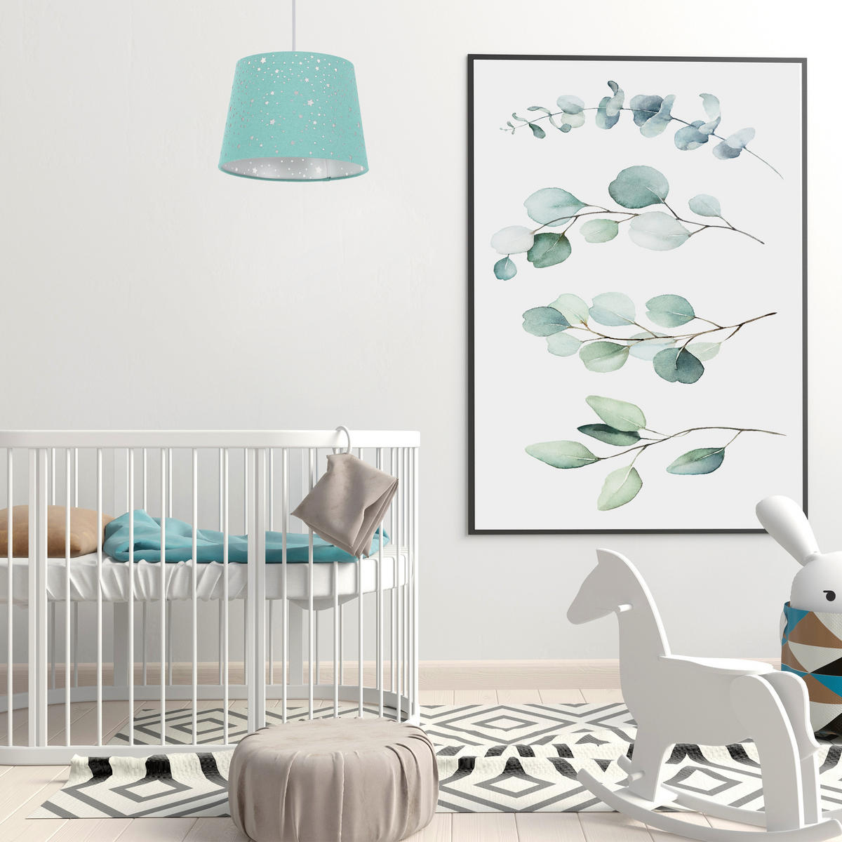 KINDERZIMMERLAMPE - Türkis, Kunststoff/Textil (27/27/122cm) - Relaxdays