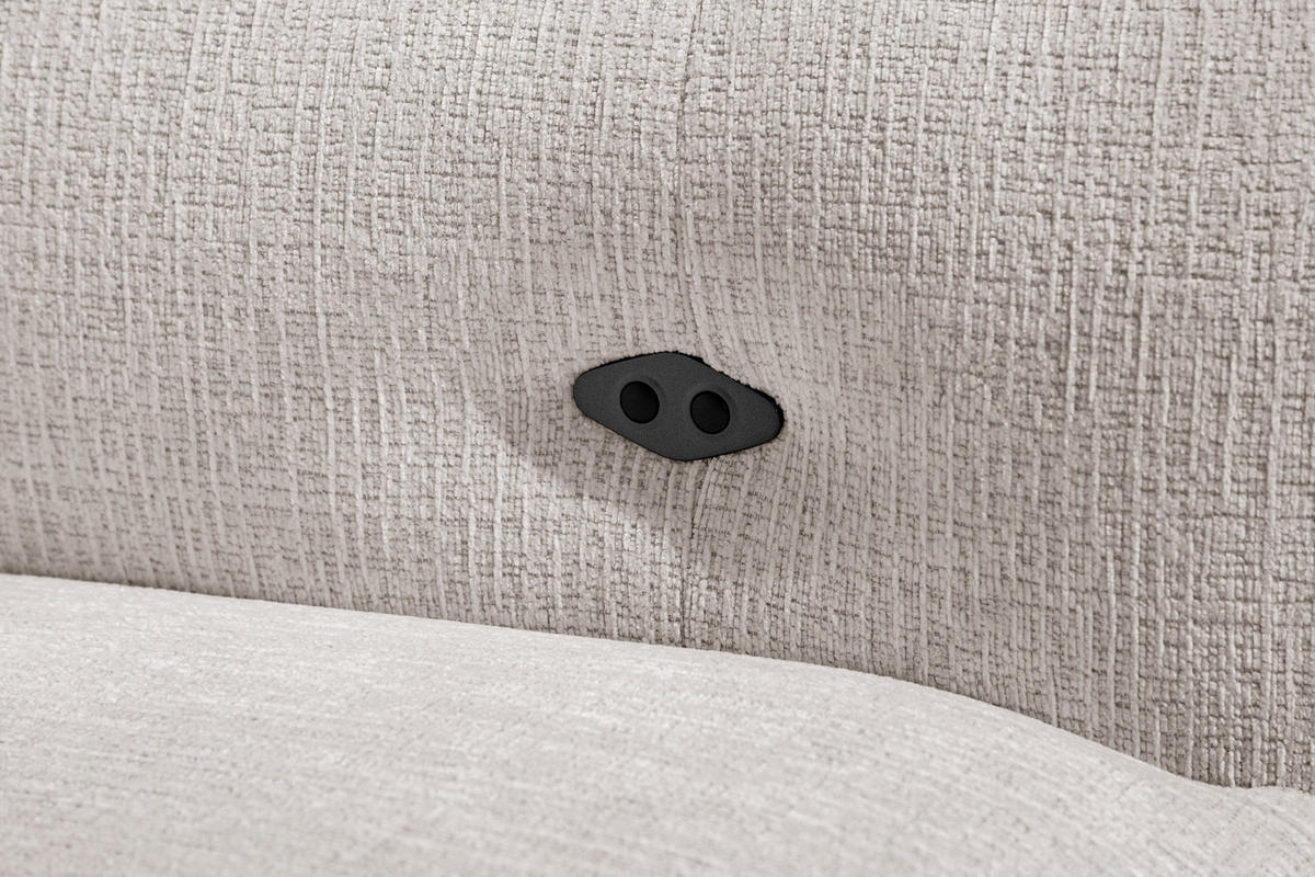 ECKSOFA SVEN 3-Sitzer, 1 Relax XL, verstellbare Kopfstützen, creme - Creme/Schwarz, Holzwerkstoff/Textil (256/163cm) - Courtois Laville