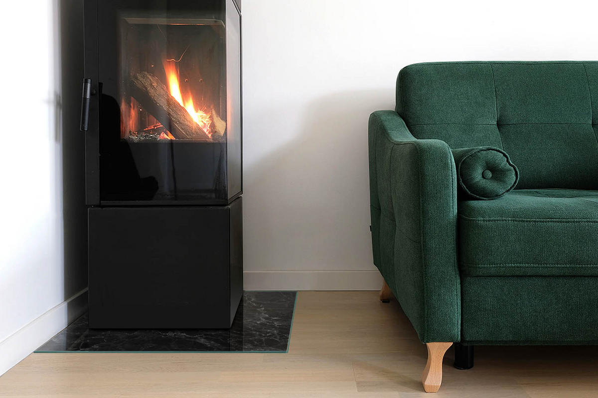 GLASPLATTE für Kamin 50x50 cm - Schwarz, Glas (50/50/0.4cm) - TULUP