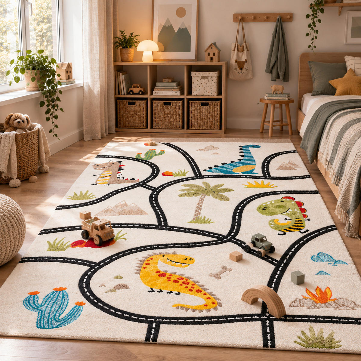 KINDER TEPPICH MAUI KIDS DINO STRASSENTEPPICH - Multicolor, Textil (160/230cm) - Pergamon