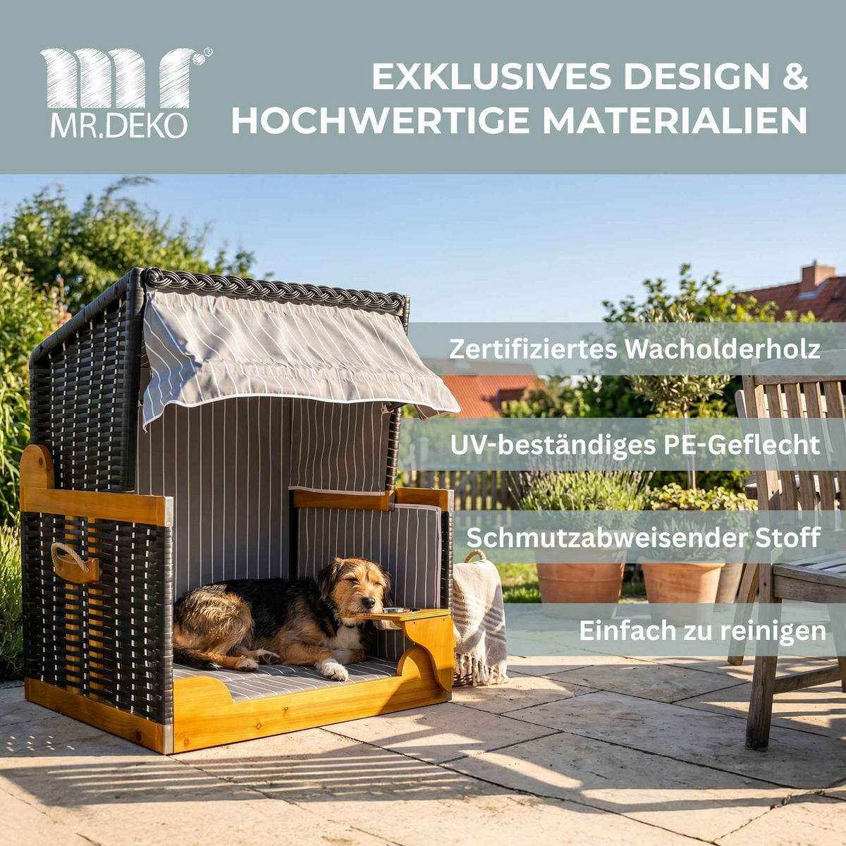 HUNDESTRANDKORB - Schwarz/Braun, Metall (80/95/65cm) - Mr. Deko