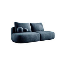 SCHLAFSOFA Moderne BABU mit Schlaffunktion – 3-Sitzer Sofa mit Bettkasten, DL-Automat, 2 Rückenkissen, 2 Zierkissen, 240x90x90 cm, Blau - Blau, Holz/Textil (240/90/90cm) - DomoHome