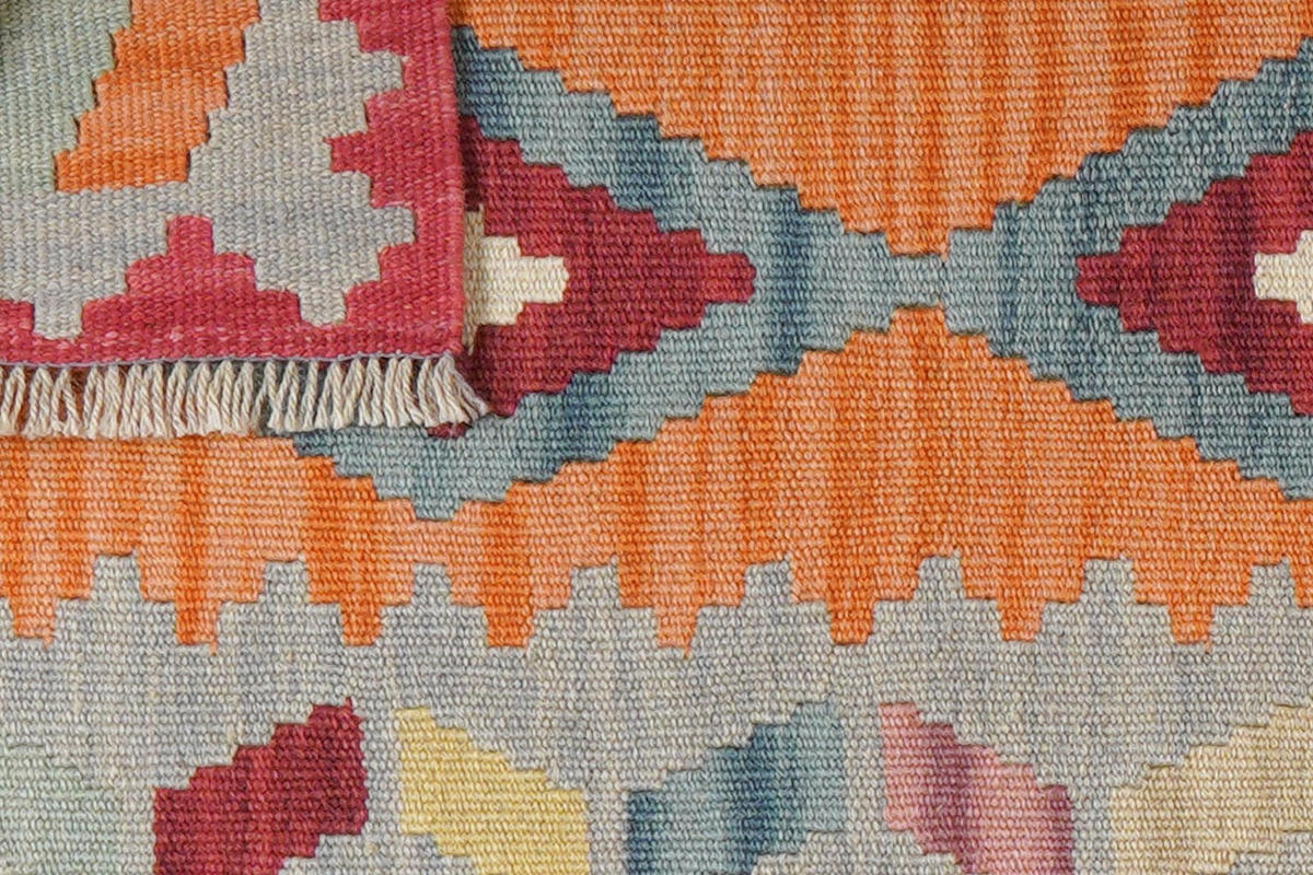 KELIM-LÄUFER handgewebt Gashgai Orange 200/56 cm Schurwolle - Orange, Textil (56/200cm) - Looma
