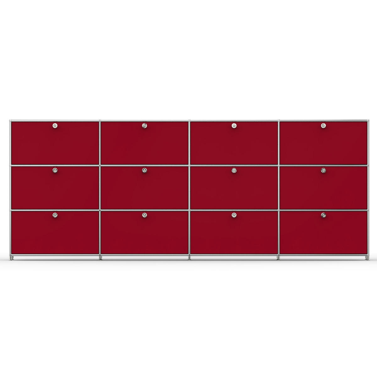 HOCHSCHRANK, 12 Klappen, Schloss, Breite 302 cm, Rubinrot - Chromfarben/Silberfarben, Metall (40/118/302.2cm) - Versee