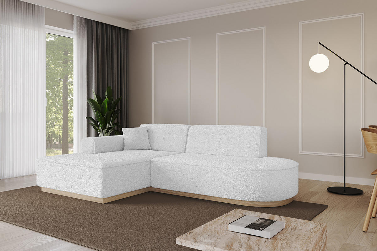 ECKSOFA Ottomane Links IREA-L1 - 232x165x80 cm Weiß - Weiß, Holzwerkstoff/Textil (232/165cm) - ALTDECOR