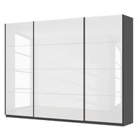 SCHWEBETÜRENSCHRANK - Weiß Hochglanz/Grau, Holzwerkstoff (315/236/68cm) - home24