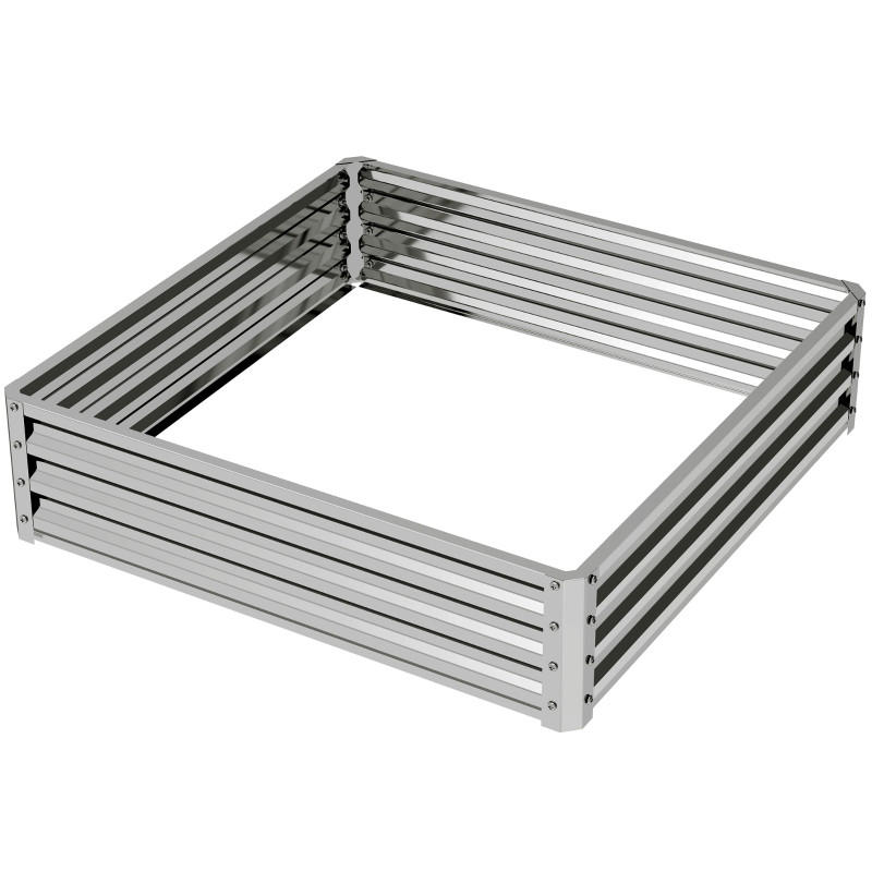 HOCHBEET 120/120/30 cm Silber (ohne Boden) - Silberfarben, Metall (120/30/120cm) - Oxeza
