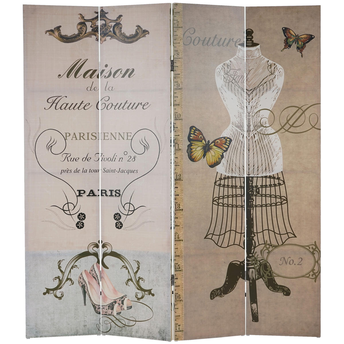 FOTO-PARAVENT Braun, Schwarz - Schwarz/Braun, Holz (160/180/2cm) - MCW