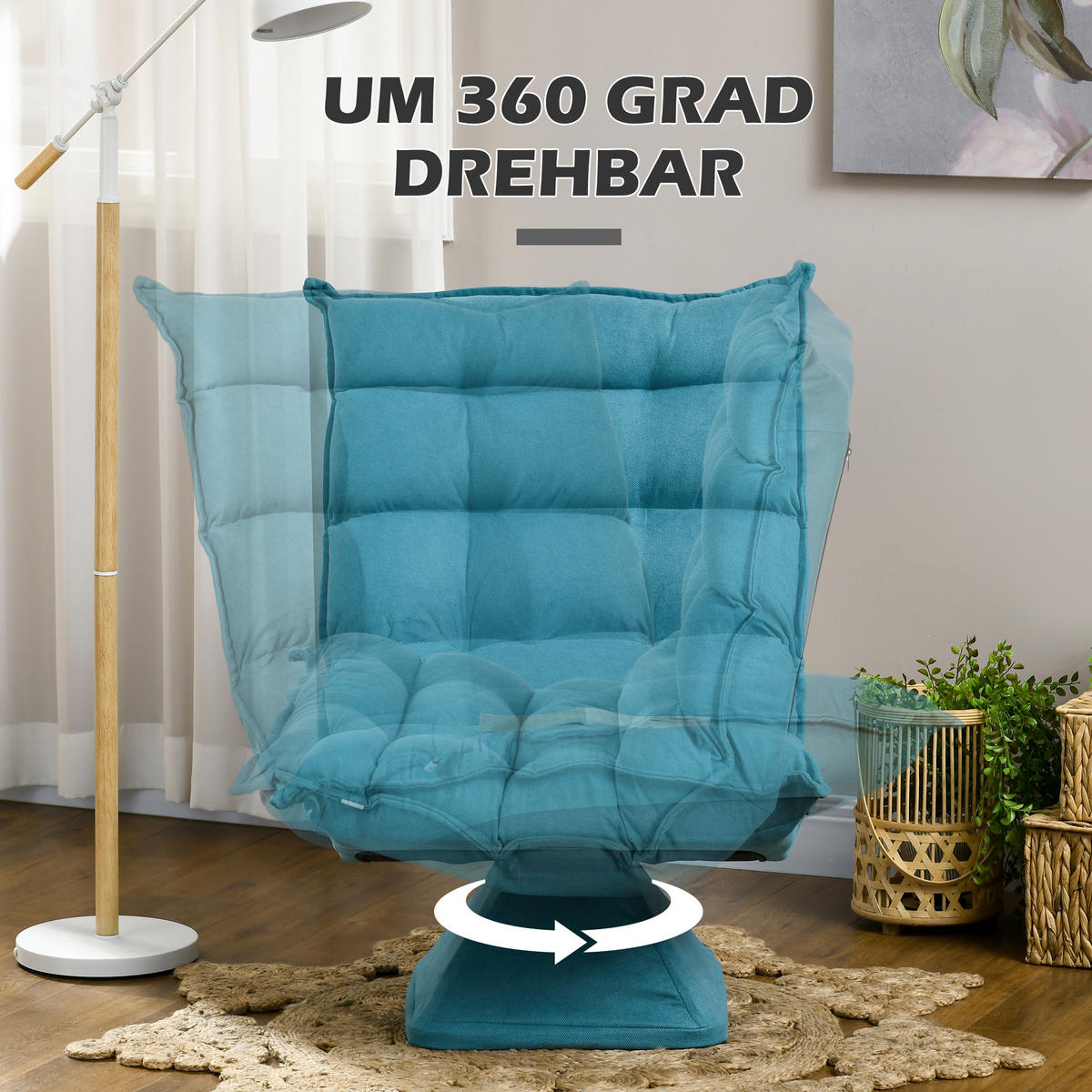 RELAXSESSEL Stahl, Samt, Blau - Blau, Metall (70/95/62cm) - HOMCOM