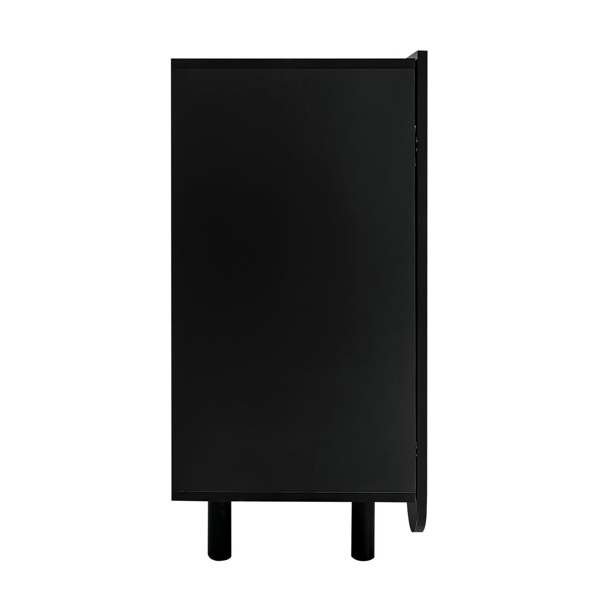 SIDEBOARD 120/37,5/80,8 cm in Schwarz mit 4 Türen und tropfenförmiger Front - Schwarz, Holzwerkstoff (120/37.5/80.8cm) - BEAOK