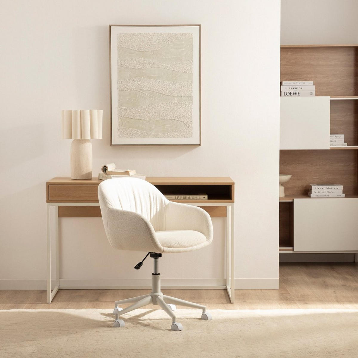 SCHREIBTISCHSTUHL Tasia Beige 60 cm x 75-82 cm - Beige, Metall (60/75/60cm) - Klast Home