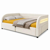 BETT mit Stauraum und LED 140x200 cm Flanell White - Weiß, Metall (140/200cm) - Meubliv