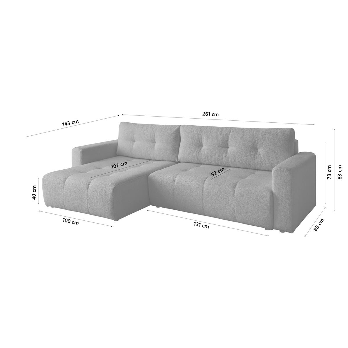 ECKSOFA WALONGO mit Schlaffunktion, Grau - Dunkelgrau, Textil (261/143cm) - Fedve