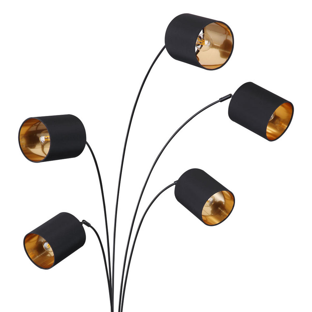 LED STEHLEUCHTE Schwarz Gold Textilschirme - Schwarz, Metall (74/70/204cm) - Globo Lighting