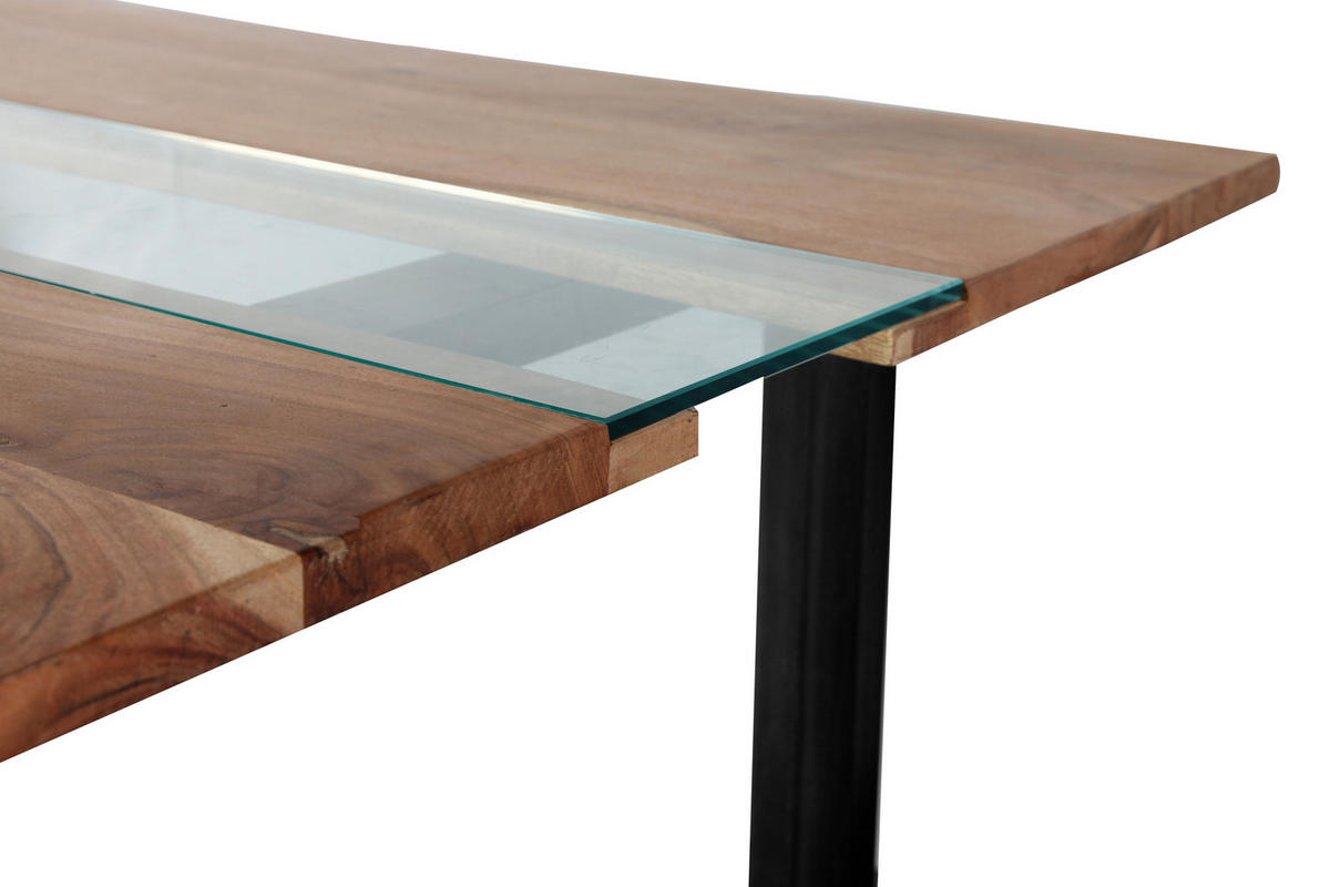 ESSTISCH KLAUS - Beige/Schwarz, Holz/Metall (90/175/77cm) - SAM