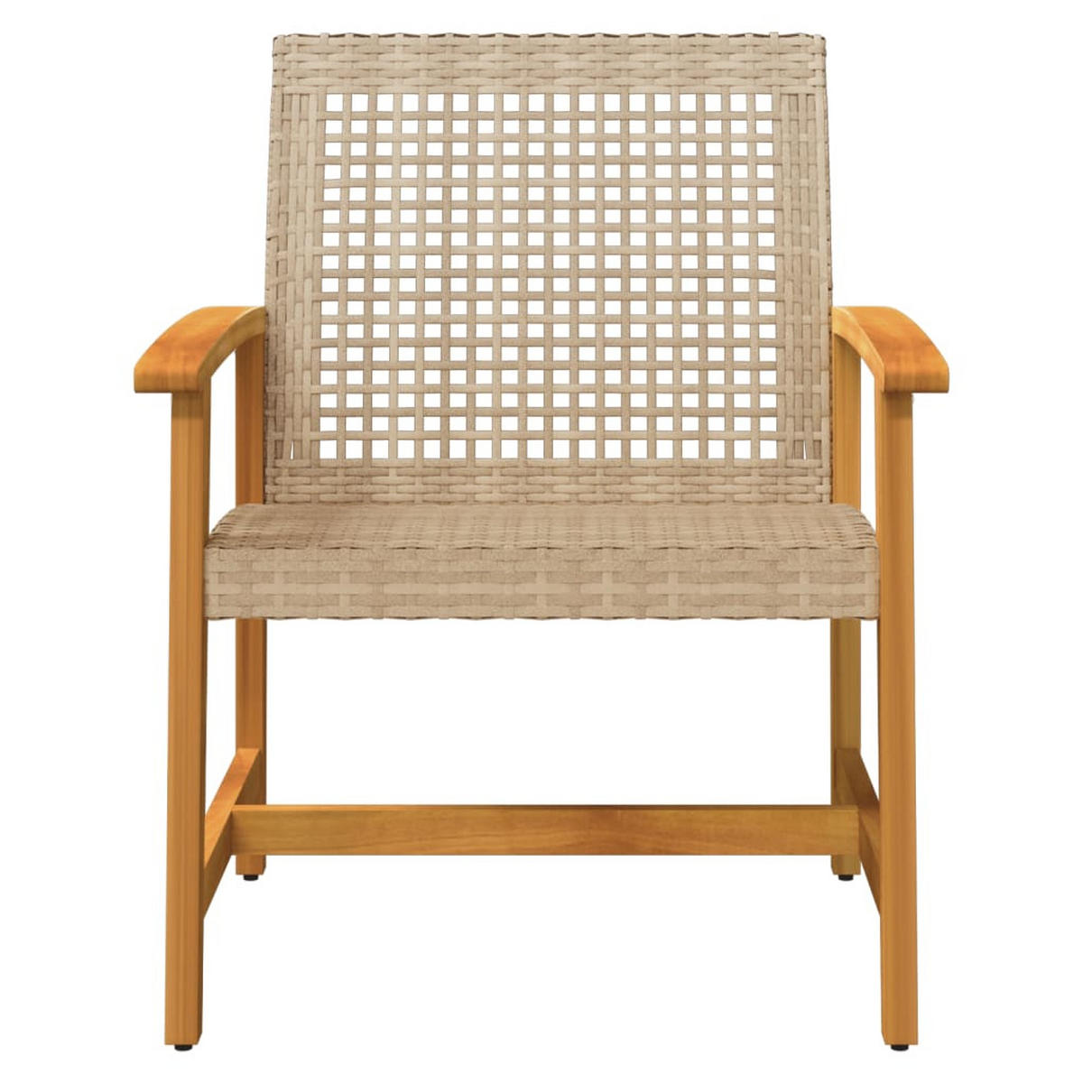 GARTENSTÜHLE 2 Stk. Beige Poly Rattan Und Akazienholz - Beige, Kunststoff (64/80/63cm) - vidaXL