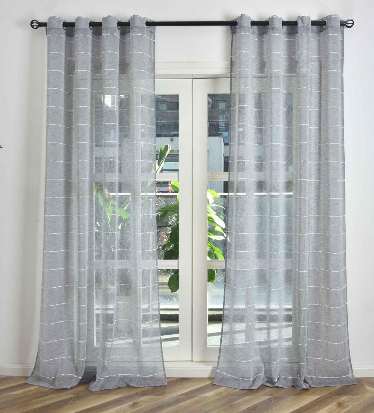 VORHANG 2ER SET »Kassel« HxB 245x140 cm Grau - Grau, Textil (140/245cm) - Gardinenbox