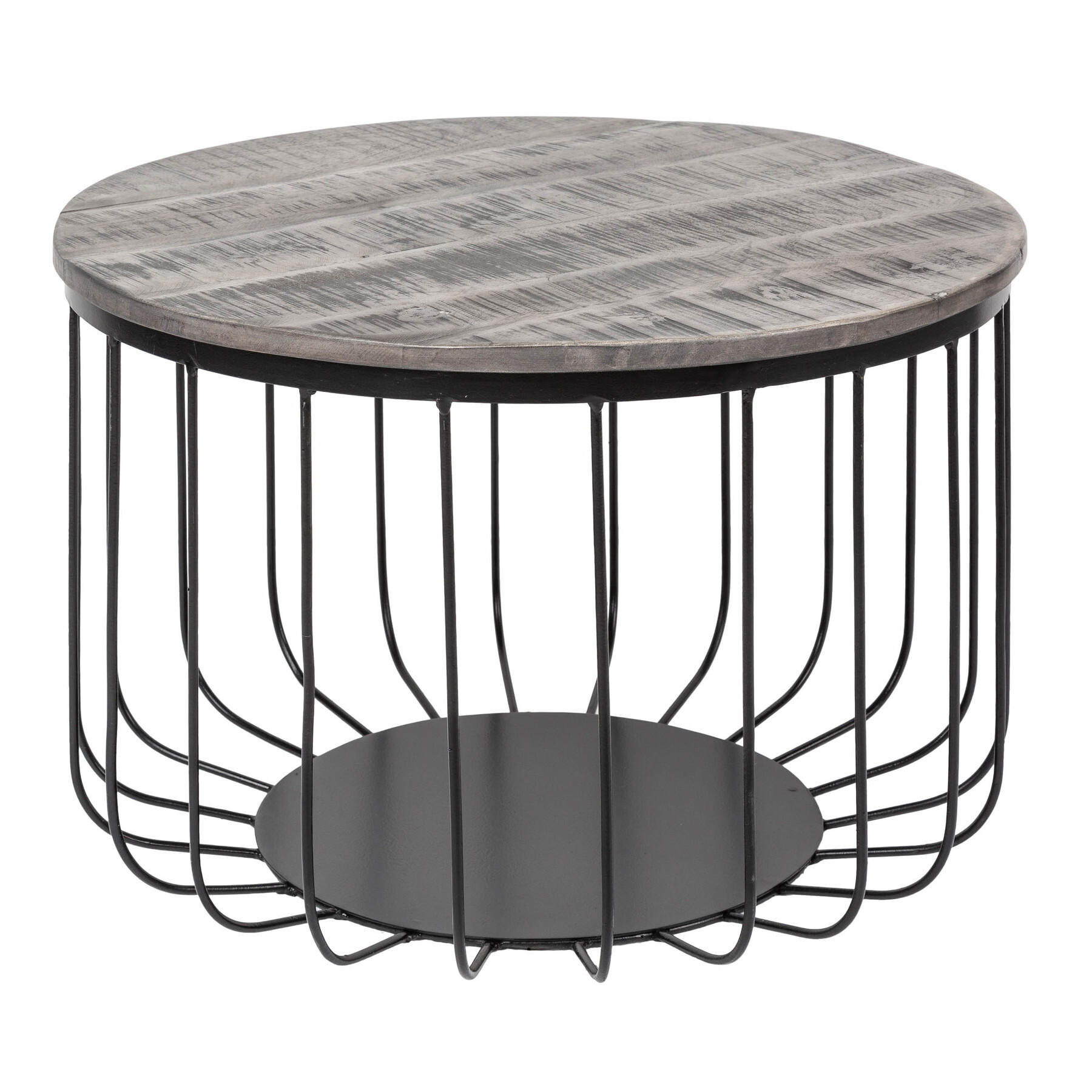 COUCHTISCH FACTORY LOFT Mango rund Grau|Schwarz 56cm - Schwarz/Grau, Holz/Metall (56/56/40cm) - riess-ambiente