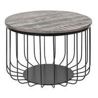 COUCHTISCH FACTORY LOFT Mango rund Grau|Schwarz 56cm - Schwarz/Grau, Holz/Metall (56/56/40cm) - riess-ambiente