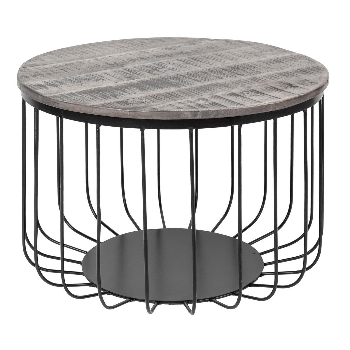 COUCHTISCH FACTORY LOFT Mango rund Grau|Schwarz 56cm - Schwarz/Grau, Holz/Metall (56/56/40cm) - riess-ambiente
