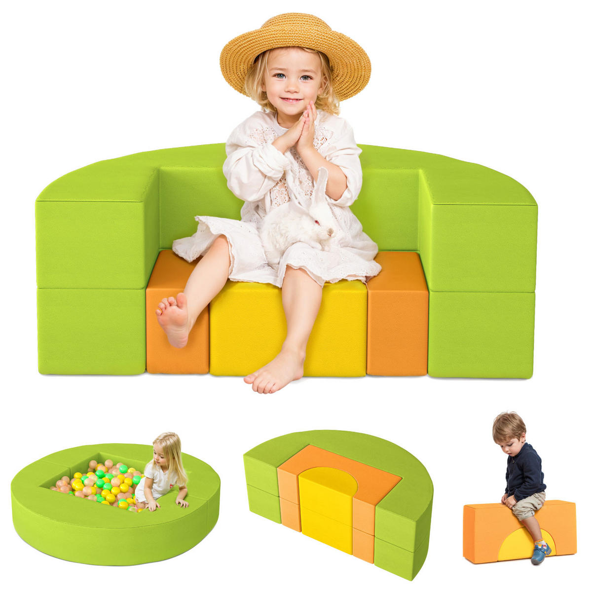 PUZZLE-SOFA mehrteilige Kombination geeignet für Kinder 4er-set - Multicolor, Textil (110/20/110cm) - Vercart