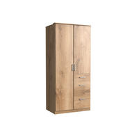 KLEIDERSCHRANK Click in Plankeneiche - Drehtürenschrank 91 cm Breite ohne Spiegel - Braun, Holzwerkstoff (91/199/58cm)