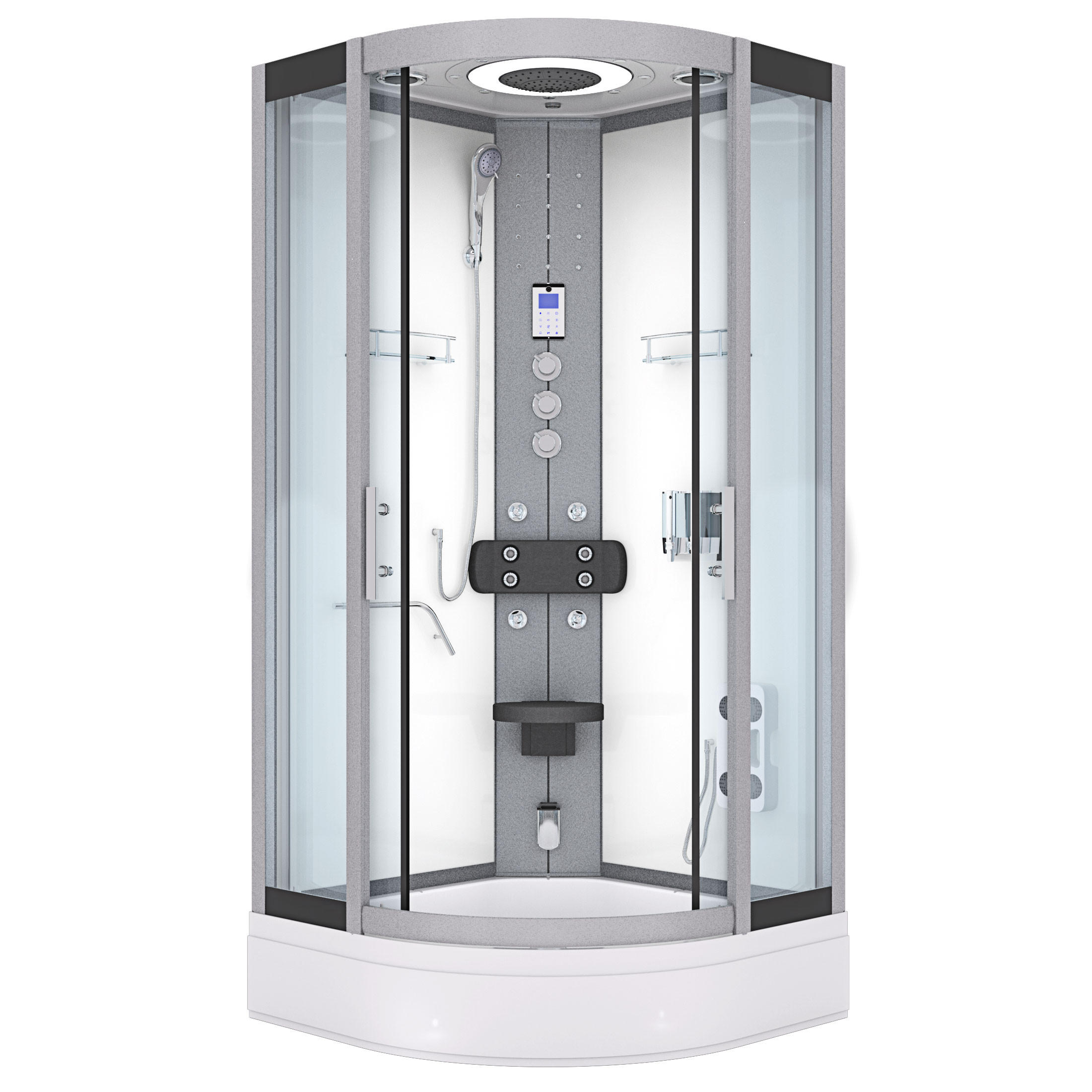 DAMPFDUSCHE Duschkabine D58-50T3-EC Weiß 90x90 - Weiß, Glas/Kunststoff (90/90/225cm) - AcquaVapore by Sandra Jentho