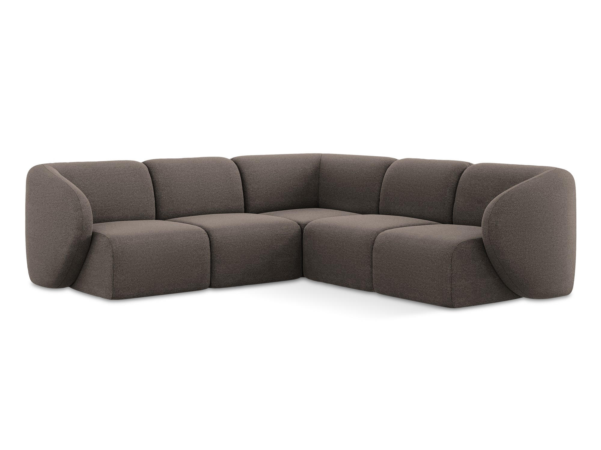 ECKSOFA Bouclé Stoff Braun - Schwarz/Mokka, Holzwerkstoff/Kunststoff (251/251cm) - Makamii