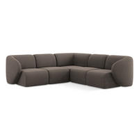 ECKSOFA Bouclé Stoff Braun - Schwarz/Mokka, Holzwerkstoff/Kunststoff (251/251cm) - Makamii