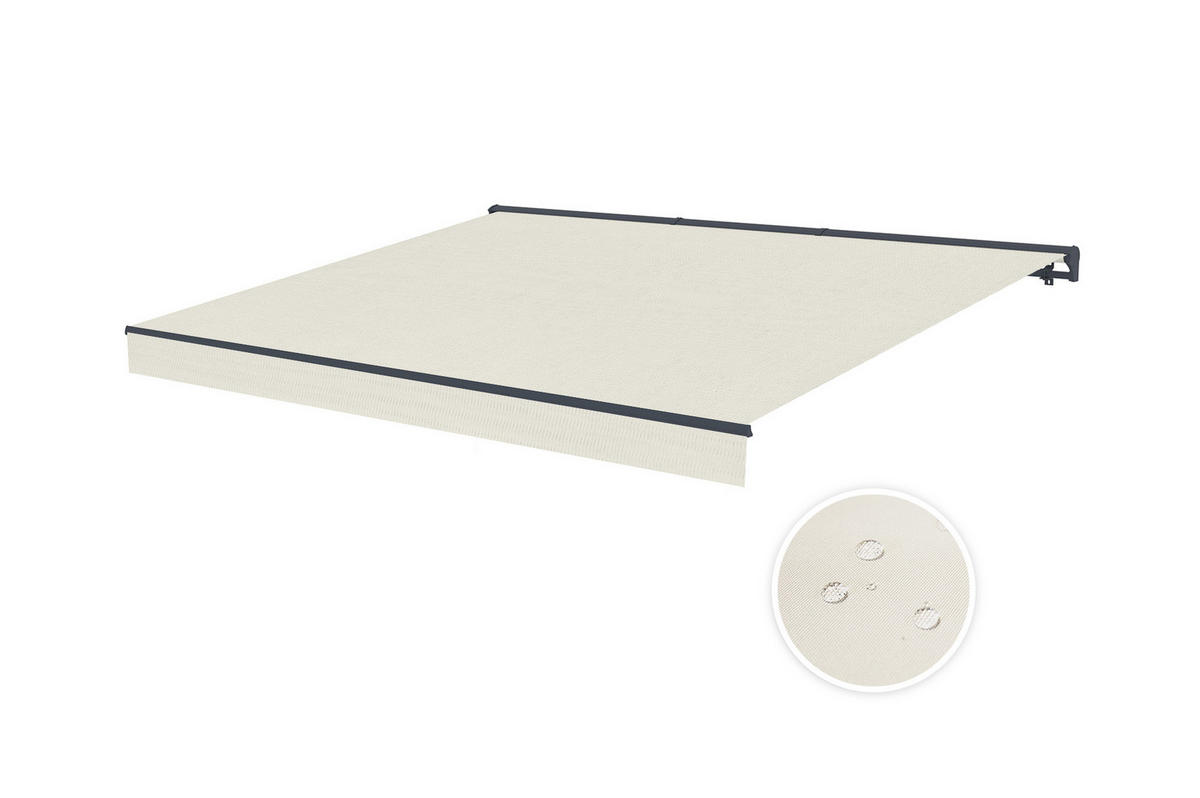 HALBKASSETTENMARKISE Fazzio Beige 4m x 3m motorisierte - Premium-Leinwand 320g/m² - Beige, Metall (400/270/300cm) - Cazeboo