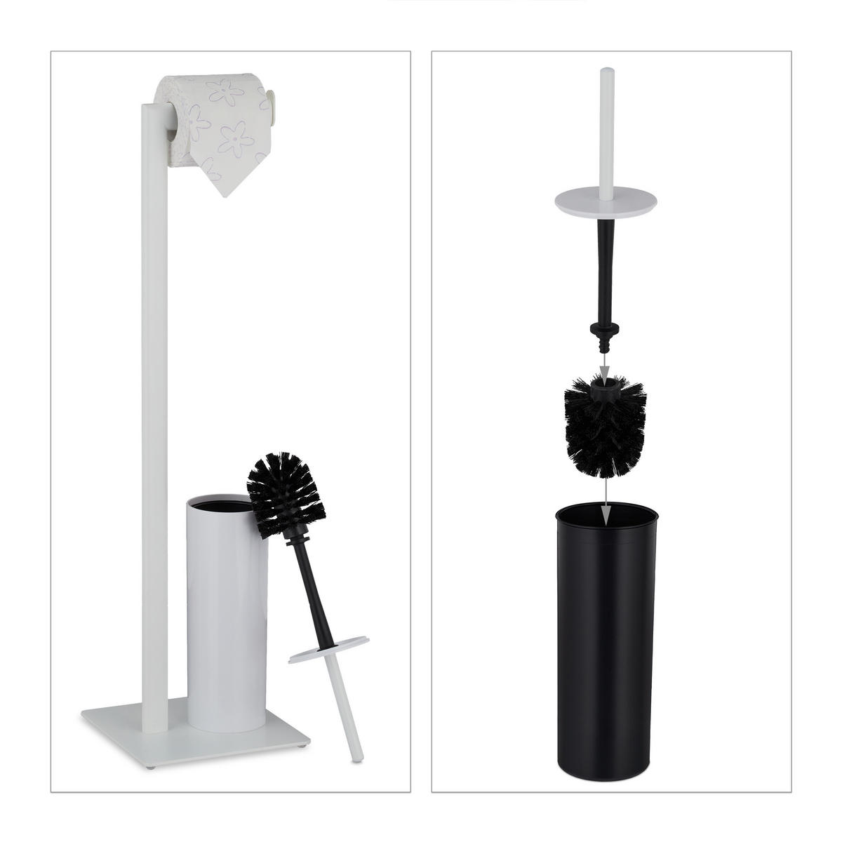 WC-GARNITUR - Weiß, Metall (20/72/20cm) - Relaxdays