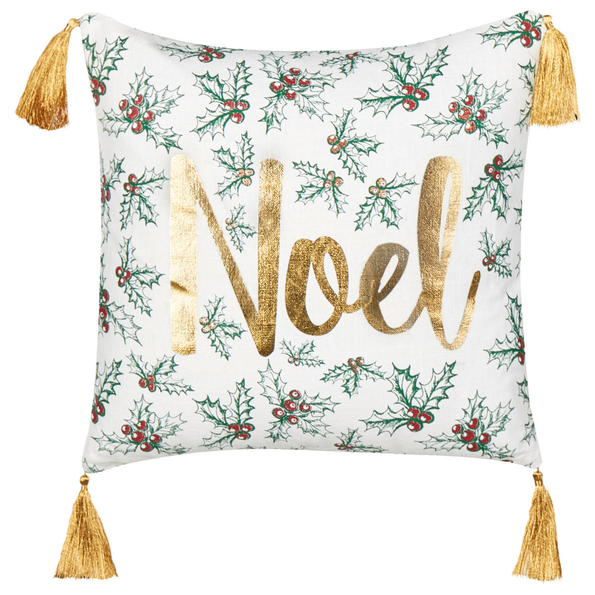 DEKOKISSEN 2er-Set Cremeweiß 45/45 cm Zamia - Goldfarben/Weiß, Naturmaterialien (45/45cm) - Beliani