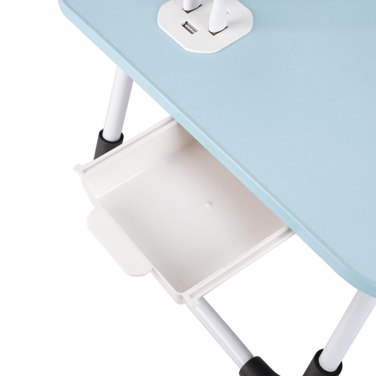 LAPTOPTISCH Klappbarer mit USB-Anschlüssen für Bett und Couch in Hellblau - Blau, Metall (40/60/28cm) - Livingandhome