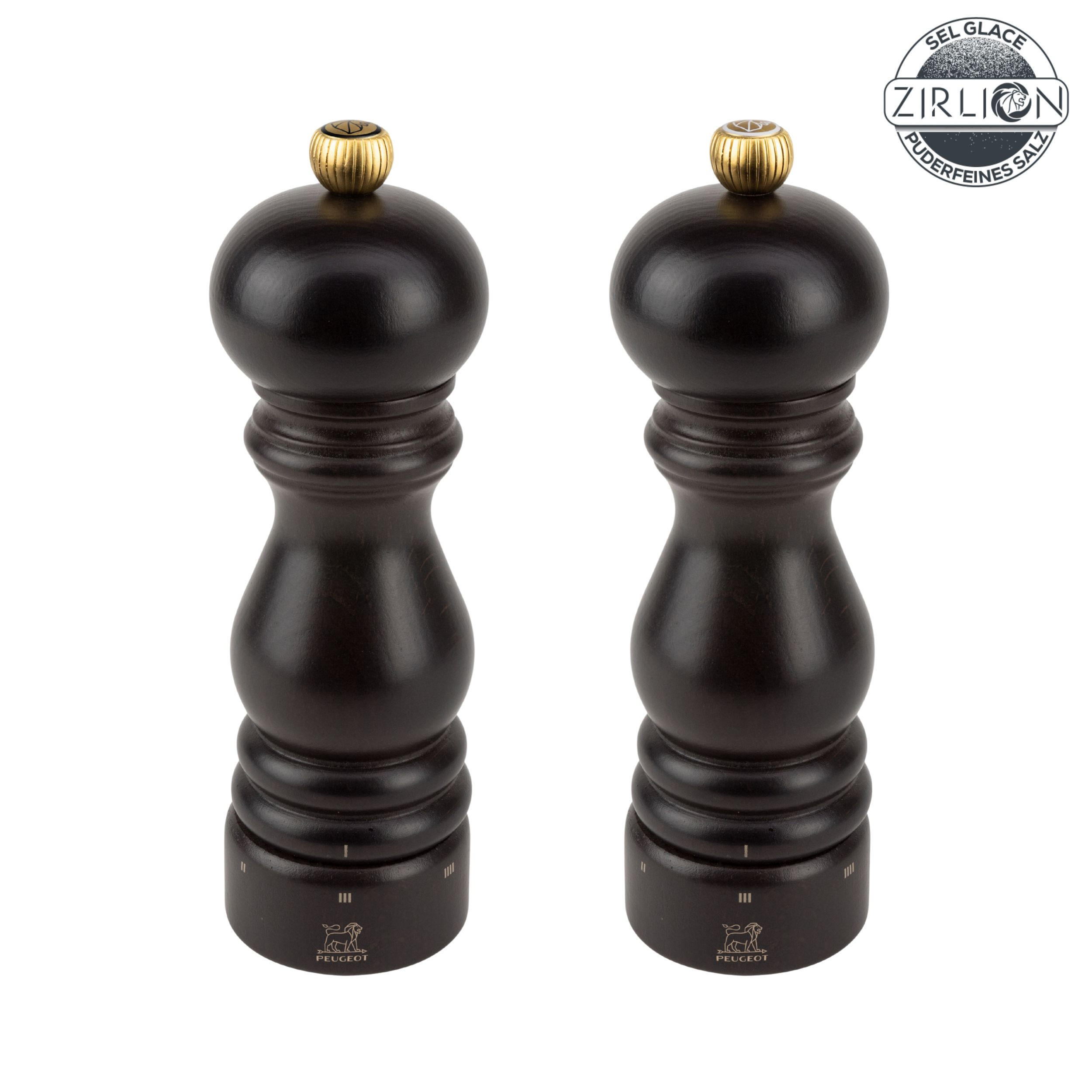 MÜHLENSET Paris 18cm Pfeffer- & Salzmühle Buchenholz Schokolade Zirkonia-Mahlwerk - Braun, Holz (11.8/18/5.9cm) - PEUGEOT