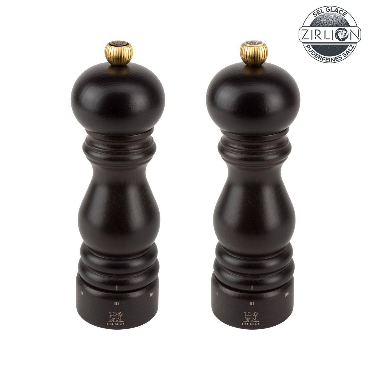 MÜHLENSET Paris 18cm Pfeffer- & Salzmühle Buchenholz Schokolade Zirkonia-Mahlwerk - Braun, Holz (11.8/18/5.9cm) - PEUGEOT