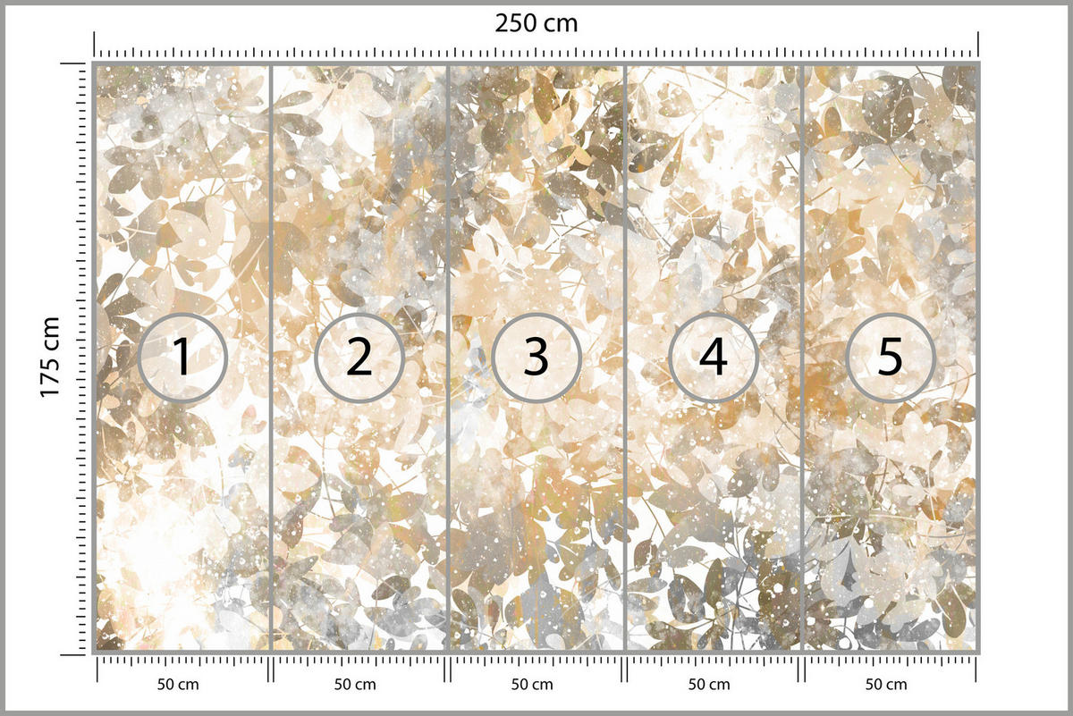 FOTOTAPETE für Wohnzimmer Blätter Abstraktion 250x175 - Beige/Orange, Papier (250/175cm) - Muralo