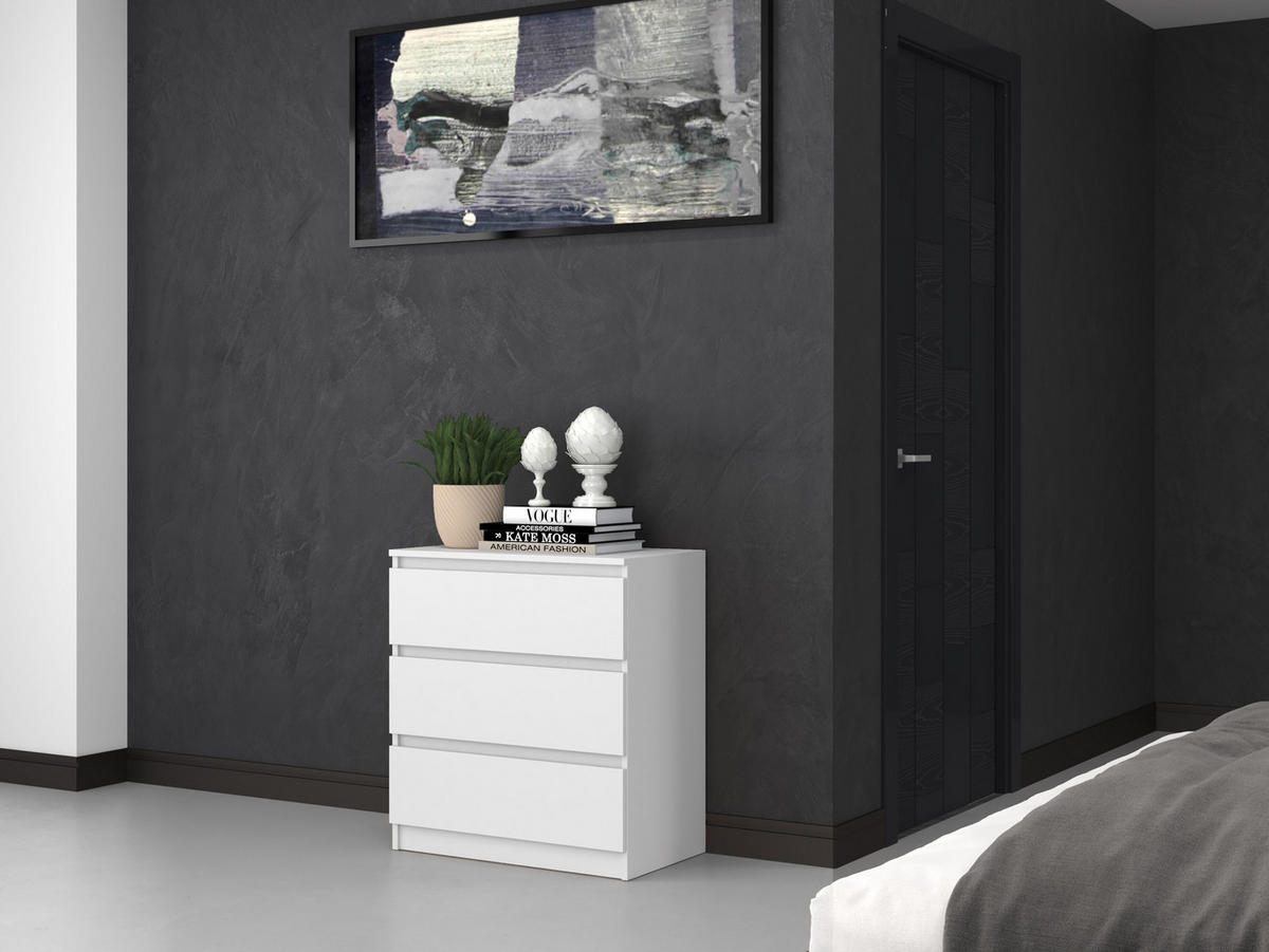KOMMODE 3 SCHUBLADEN M3 - WEISS - Weiß, Holzwerkstoff (70/75/40cm) - CDF