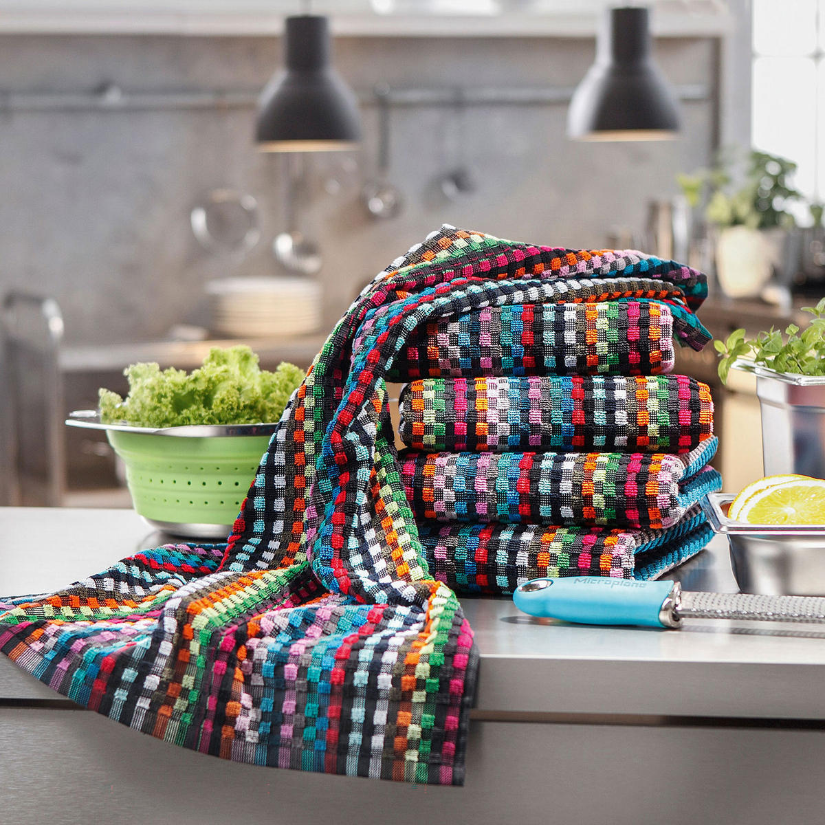 GESCHIRRTÜCHER, 5er-Set, 45x90 cm, 100% Baumwolle, bunt - Multicolor, Textil (45/90cm) - Zollner