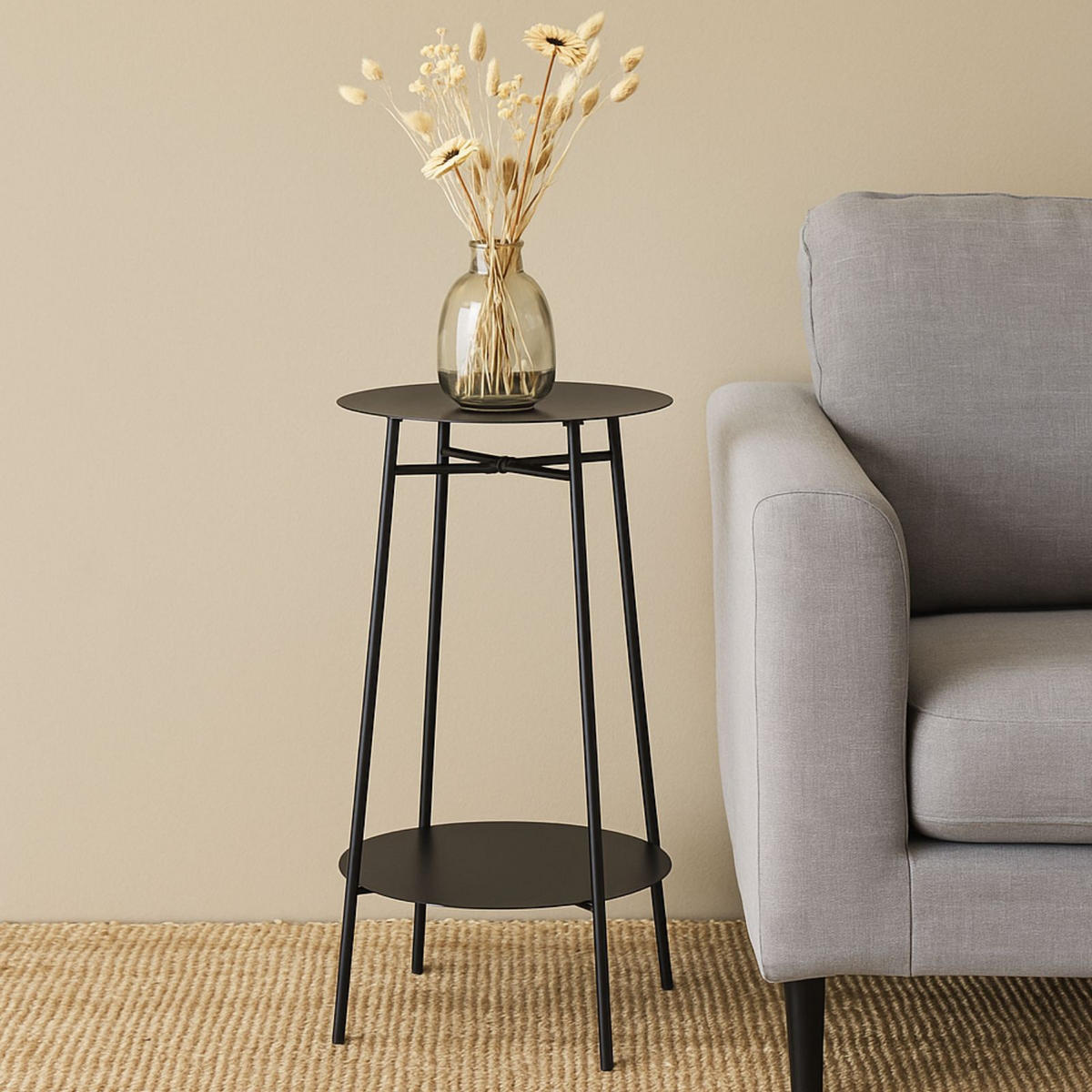BEISTELLTISCH Reni Schwarz 35/35/60 cm - Schwarz, Metall (35/35/60cm) - Home Styling Collection