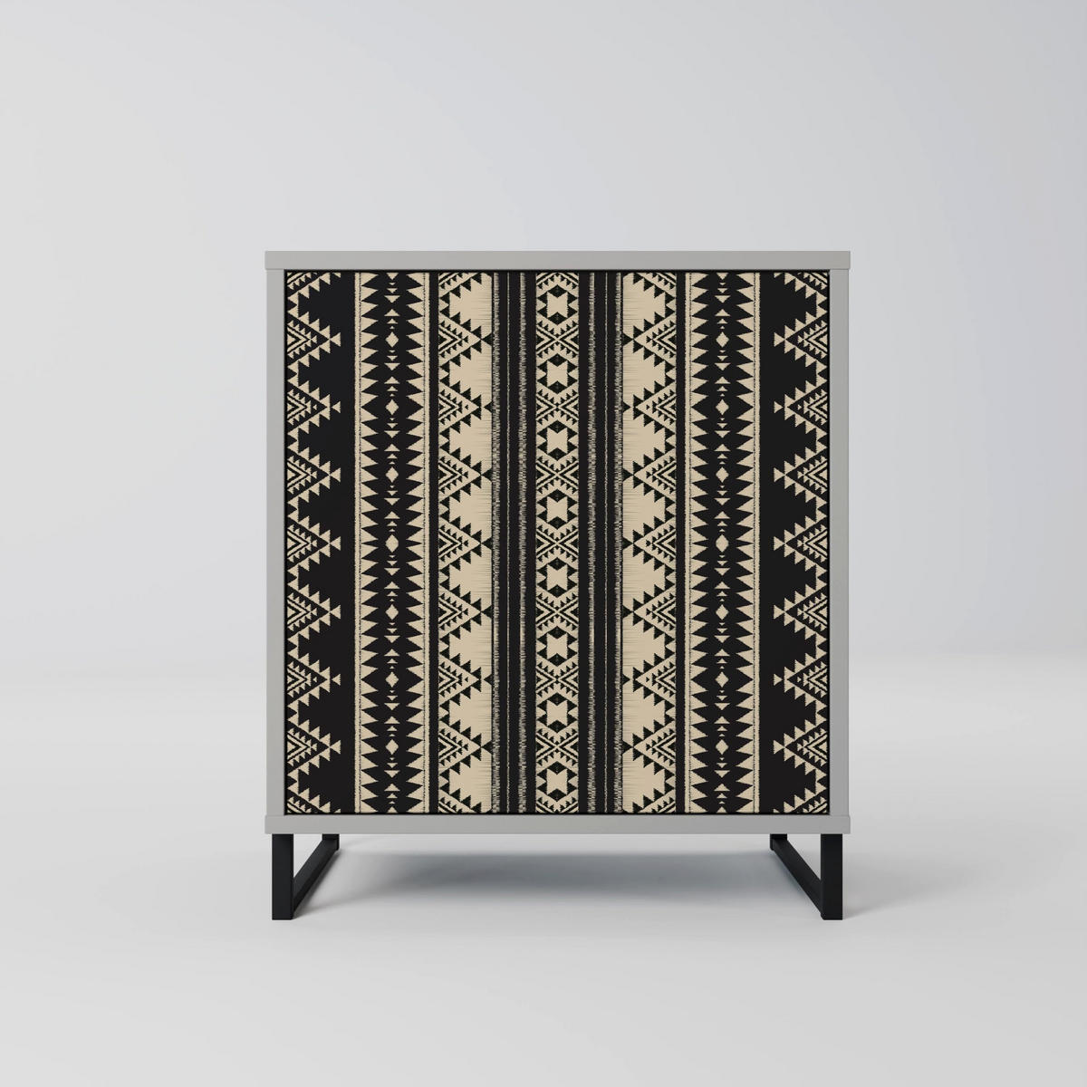 SIDEBOARD AZTEC, Grau, 57,5x42x77,5 cm, Schräge Buchenholzfüße - Buchefarben/Multicolor, Holzwerkstoff/Buchenholz (57.5/77.5/42cm) - SpaceRebels