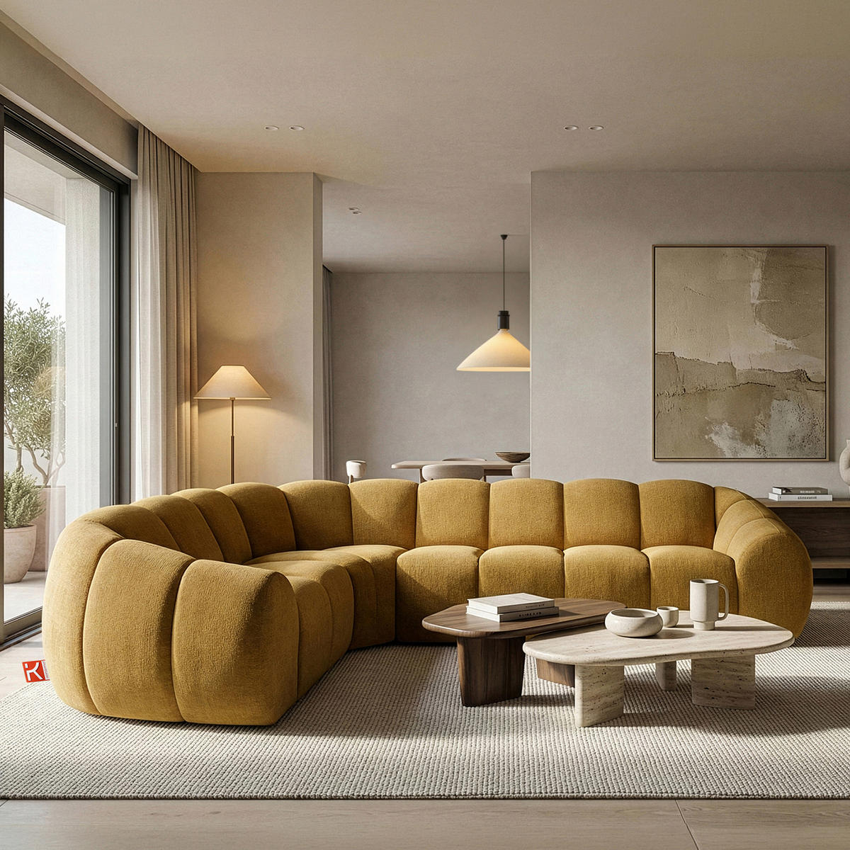 ECKSOFA LINKS FLAVA, Honigfarben - Honig, Holz/Holzwerkstoff (310/230cm) - KONSIMO®