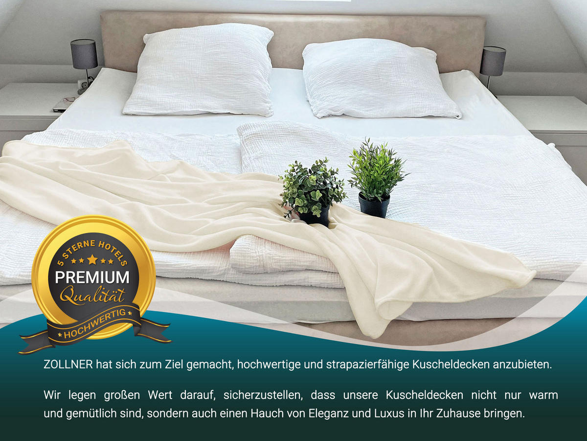 KUSCHELDECKE, 130x170 cm, 100% Polyester, Weiß - Creme, Textil (130/170cm) - Zollner