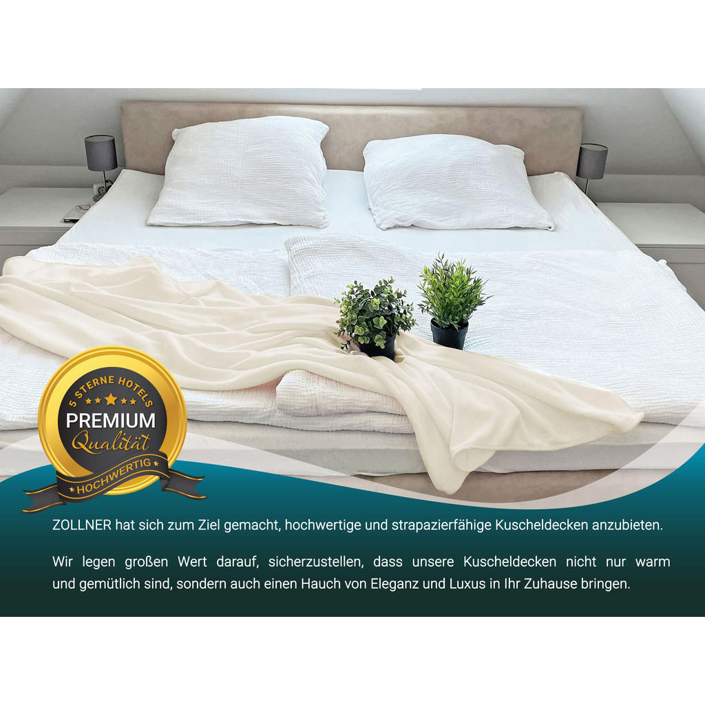 Thumbnail - Zollner Kuscheldecke,, Creme, Textil, 130x170 cm, Wohntextilien, Decken, Kuscheldecken