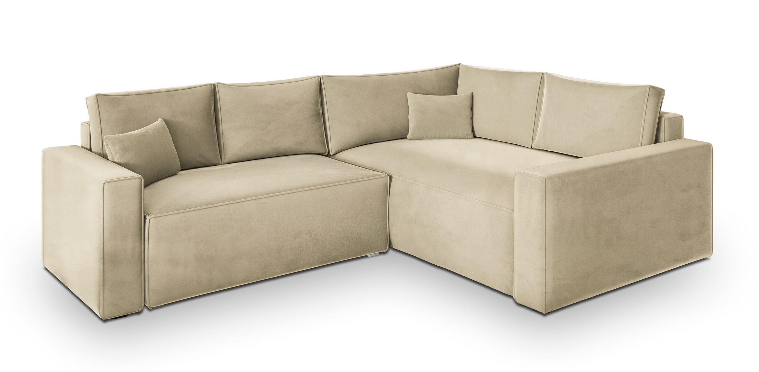 ROHOVÁ SEDAČKA ERONIS krémová - šedá/krémová, dřevo/textil (265/194cm) - MASSENO