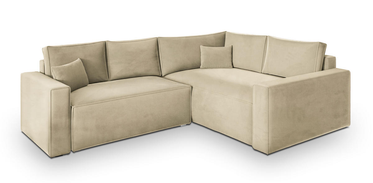 ROHOVÁ SEDAČKA ERONIS krémová - šedá/krémová, dřevo/textil (265/194cm) - MASSENO