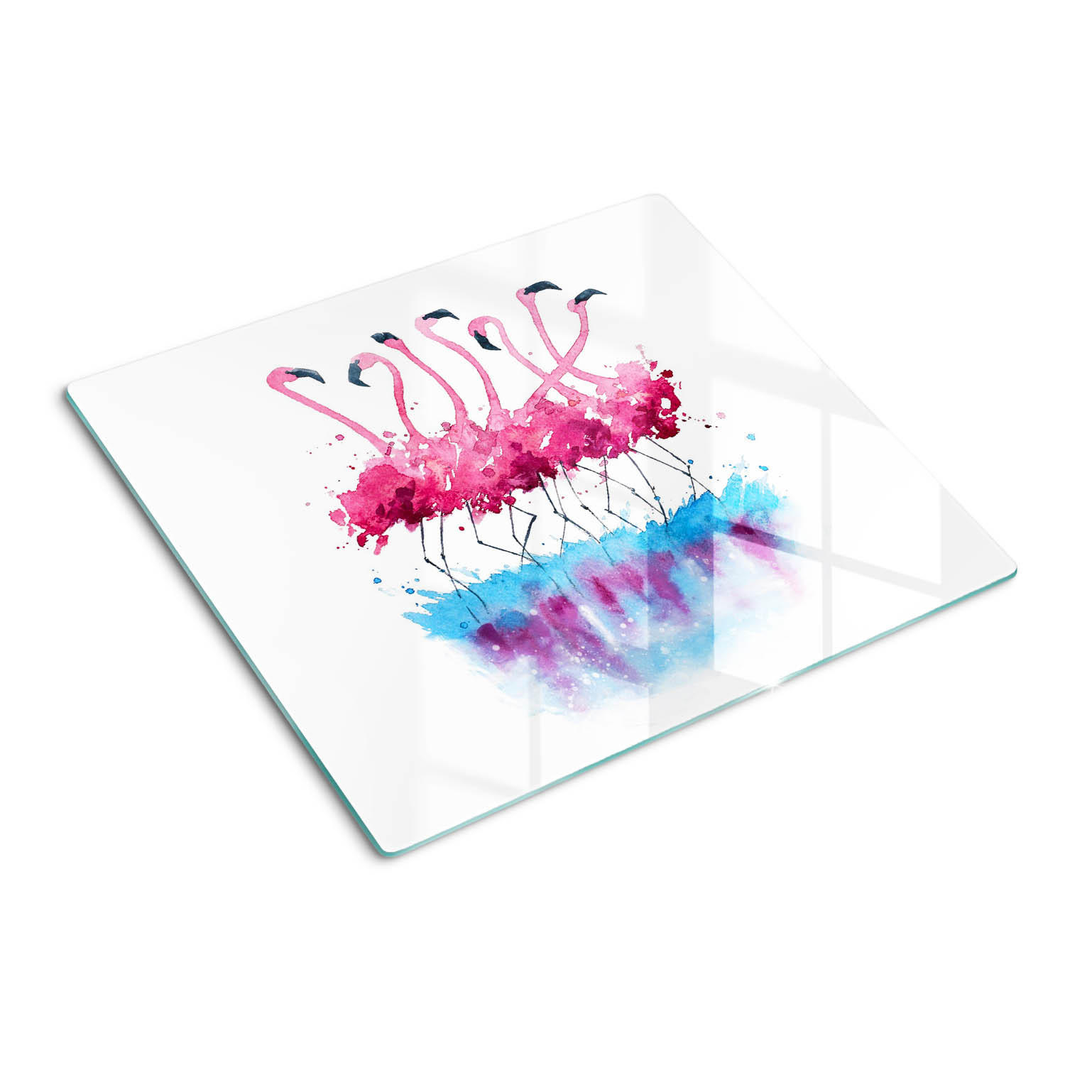 GLASPLATTE 60x52 cm Flamingos - Pink, Glas (60/0.4/52cm) - TULUP