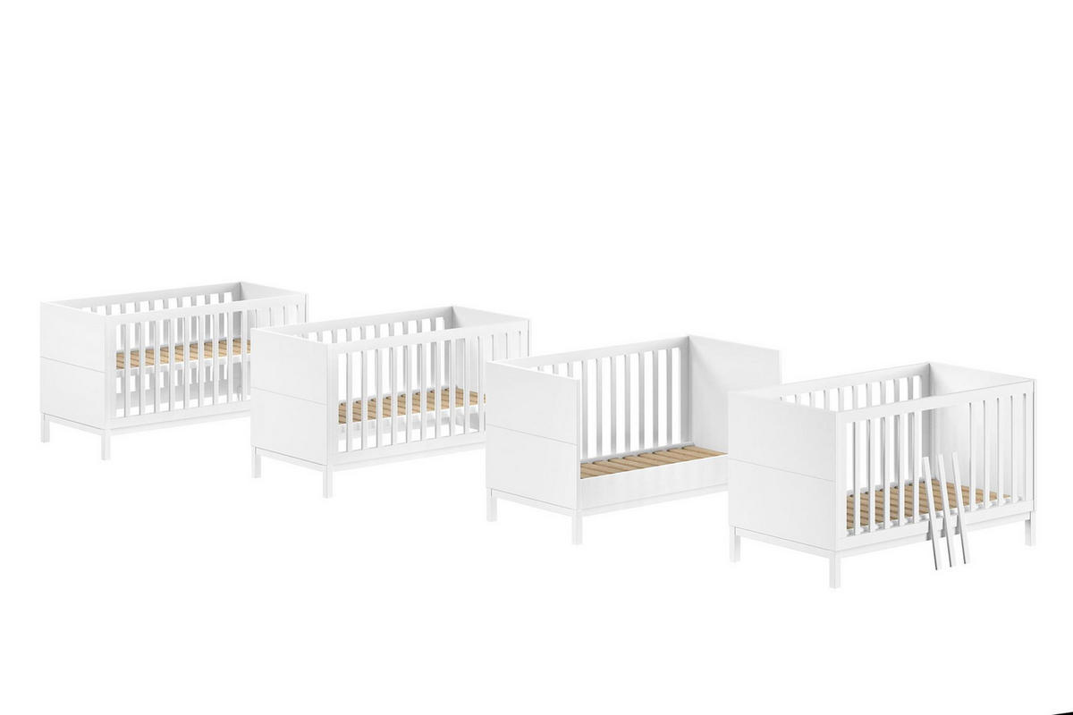 BABYZIMMER SET Keely Kiefer weiß Baby-/Juniorbett Kommode Schrank - Weiß, Holz (58/196/149cm) - 58aufmkessel